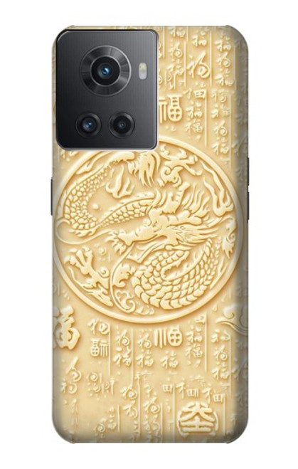 W3288 Peinture blanche du Dragon de Jade Etui Coque Housse et Flip Housse Cuir pour OnePlus 10R