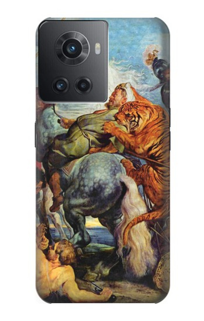 W3331 Peter Paul Rubens Tigre und Lowenjagd Etui Coque Housse et Flip Housse Cuir pour OnePlus 10R