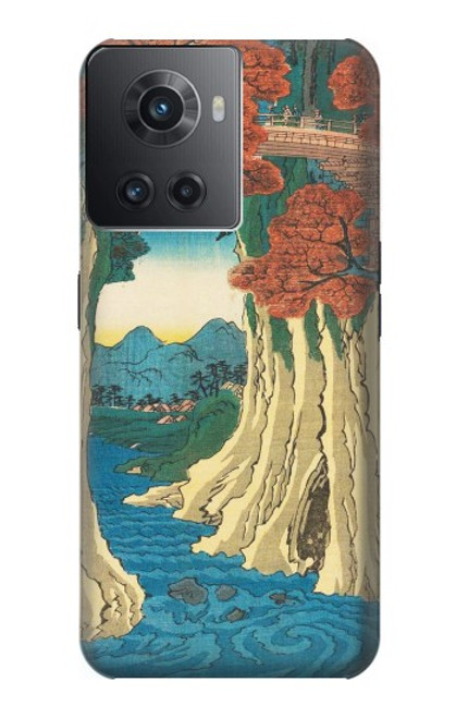 W3348 Utagawa Hiroshige Le singe Pont Etui Coque Housse et Flip Housse Cuir pour OnePlus 10R