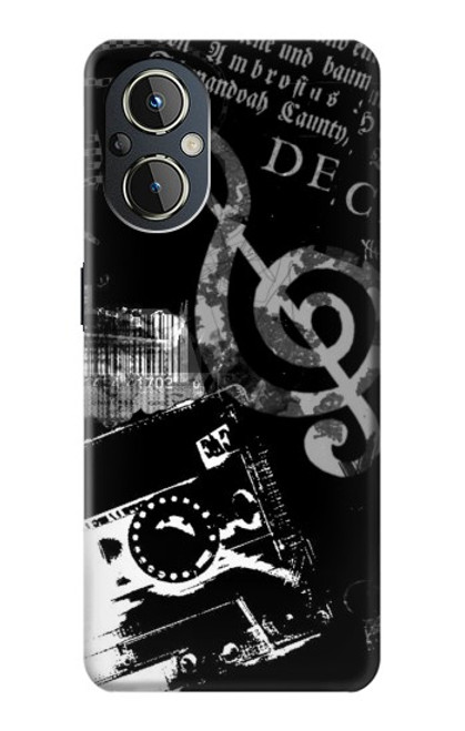 W3197 Musique Cassette note Etui Coque Housse et Flip Housse Cuir pour OnePlus Nord N20 5G