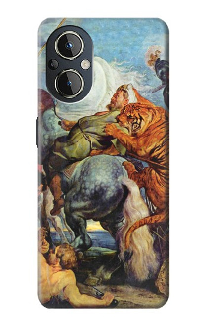 W3331 Peter Paul Rubens Tigre und Lowenjagd Etui Coque Housse et Flip Housse Cuir pour OnePlus Nord N20 5G