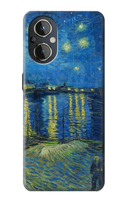 W3336 Van Gogh Nuit étoilée sur le Rhône Etui Coque Housse et Flip Housse Cuir pour OnePlus Nord N20 5G