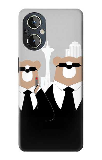 W3557 Ours en Costume Noir Etui Coque Housse et Flip Housse Cuir pour OnePlus Nord N20 5G