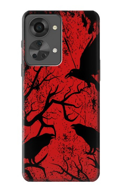 W3325 Corbeau Noir Sang Arbre Etui Coque Housse et Flip Housse Cuir pour OnePlus Nord 2T