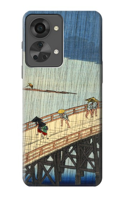 W3347 Utagawa Hiroshige douche soudaine Etui Coque Housse et Flip Housse Cuir pour OnePlus Nord 2T