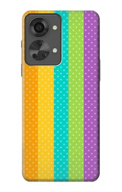 W3678 Vertical arc-en-ciel coloré Etui Coque Housse et Flip Housse Cuir pour OnePlus Nord 2T