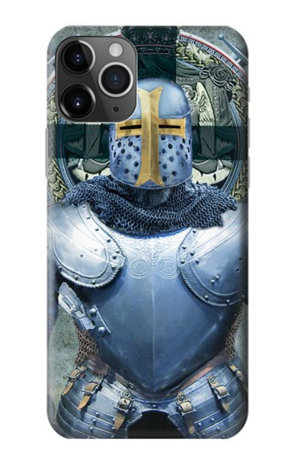 W3864 Templier Médiéval Chevalier Armure Lourde Etui Coque Housse et Flip Housse Cuir pour iPhone 11 Pro