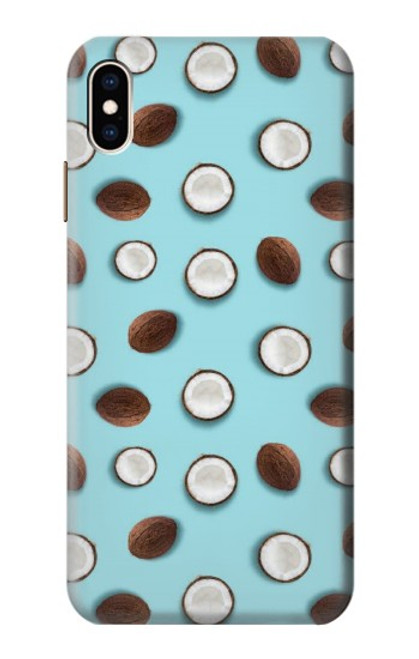 W3860 Motif à pois de noix de coco Etui Coque Housse et Flip Housse Cuir pour iPhone XS Max