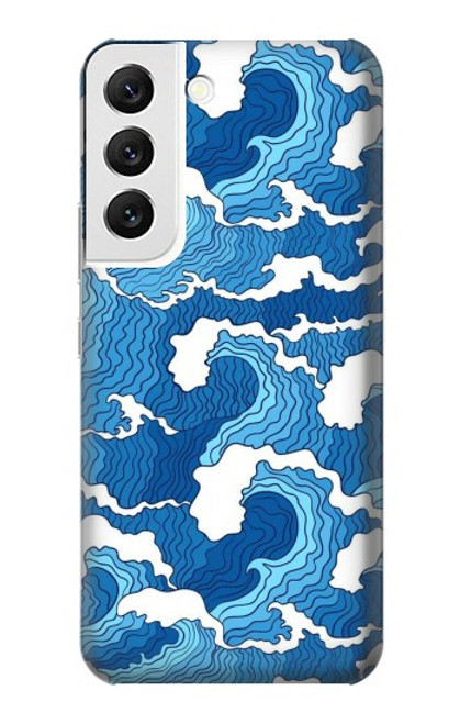 W3901 Vagues esthétiques de l'océan de tempête Etui Coque Housse et Flip Housse Cuir pour Samsung Galaxy S22