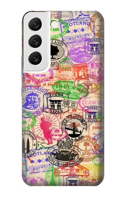 W3904 Timbres de voyage Etui Coque Housse et Flip Housse Cuir pour Samsung Galaxy S22