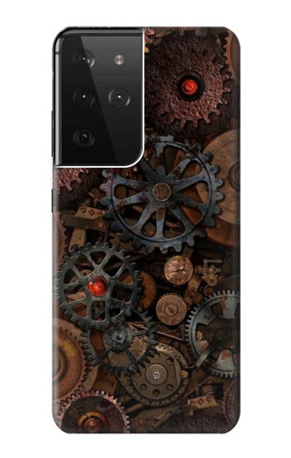 W3884 Engrenages Mécaniques Steampunk Etui Coque Housse et Flip Housse Cuir pour Samsung Galaxy S21 Ultra 5G