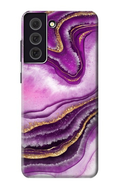 W3896 Stries d'or en marbre violet Etui Coque Housse et Flip Housse Cuir pour Samsung Galaxy S21 FE 5G