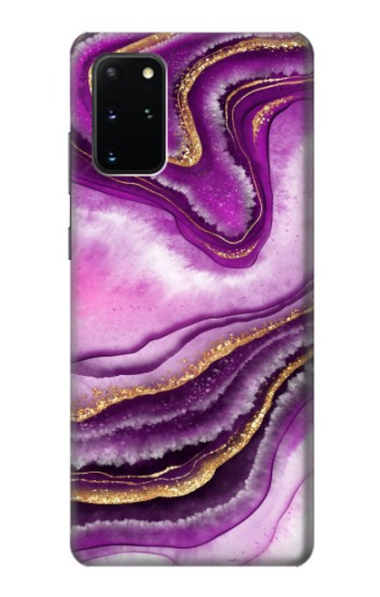 W3896 Stries d'or en marbre violet Etui Coque Housse et Flip Housse Cuir pour Samsung Galaxy S20 Plus, Galaxy S20+