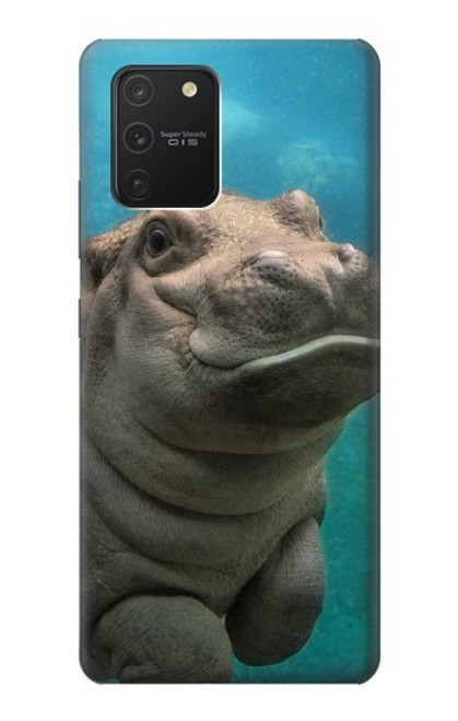 W3871 mignon, bébé, hippopotame, hippopotame Etui Coque Housse et Flip Housse Cuir pour Samsung Galaxy S10 Lite