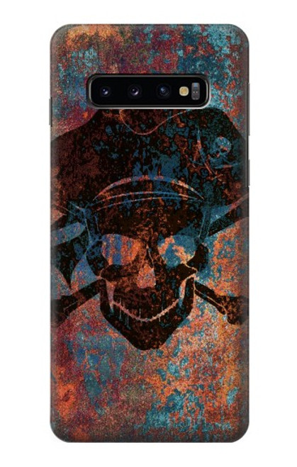 W3895 Pirate Crâne Métal Etui Coque Housse et Flip Housse Cuir pour Samsung Galaxy S10