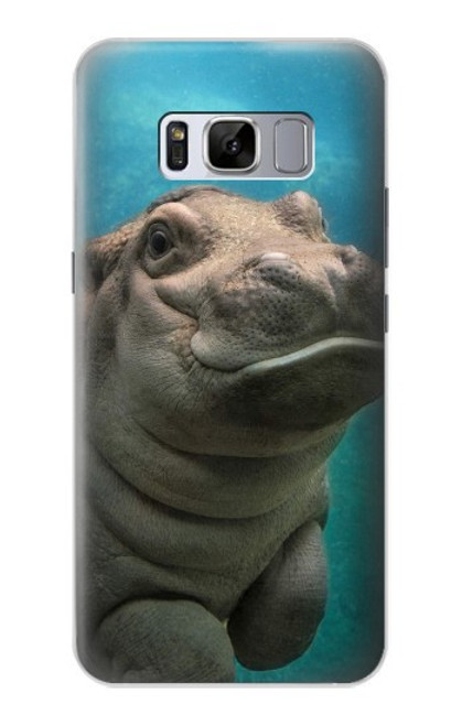 W3871 mignon, bébé, hippopotame, hippopotame Etui Coque Housse et Flip Housse Cuir pour Samsung Galaxy S8