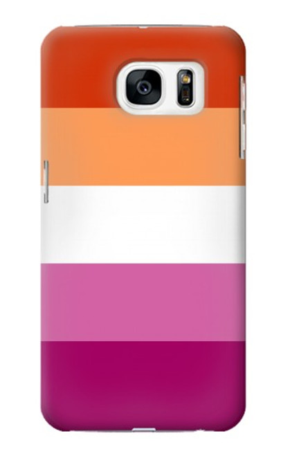 W3887 Drapeau de la fierté lesbienne Etui Coque Housse et Flip Housse Cuir pour Samsung Galaxy S7