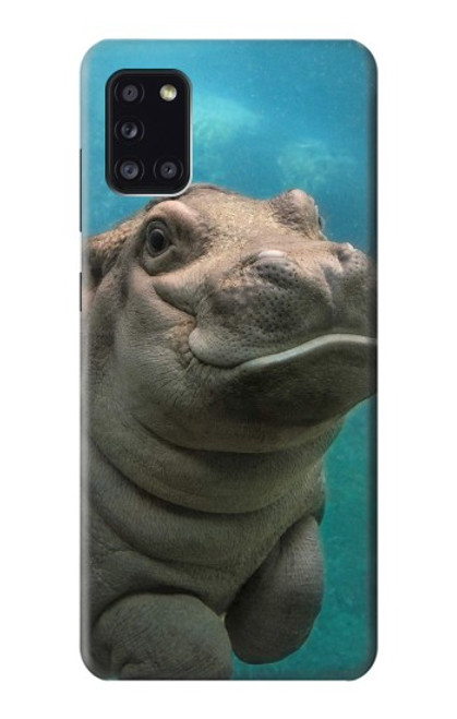 W3871 mignon, bébé, hippopotame, hippopotame Etui Coque Housse et Flip Housse Cuir pour Samsung Galaxy A31