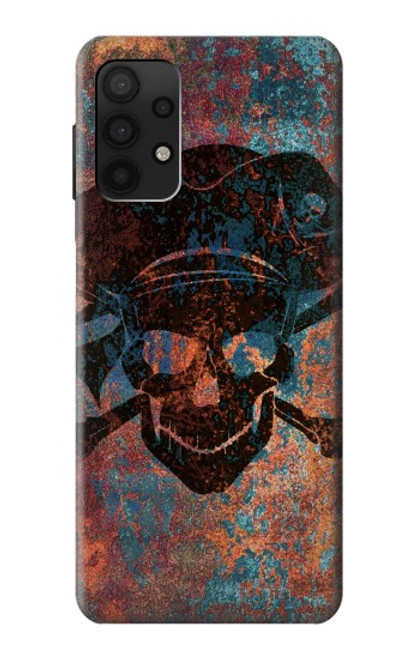 W3895 Pirate Crâne Métal Etui Coque Housse et Flip Housse Cuir pour Samsung Galaxy A32 4G