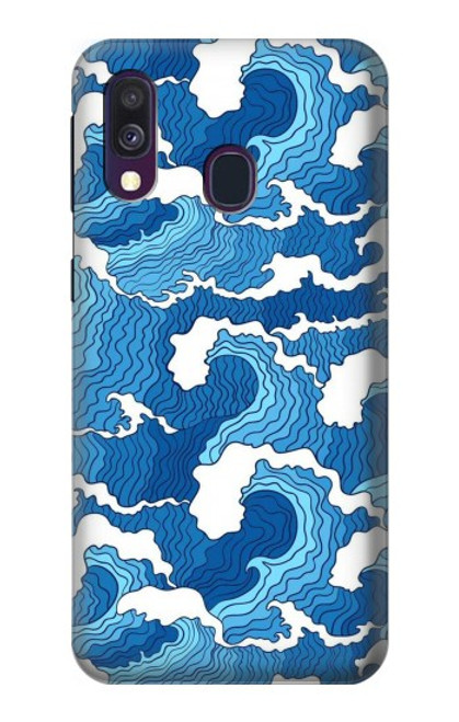 W3901 Vagues esthétiques de l'océan de tempête Etui Coque Housse et Flip Housse Cuir pour Samsung Galaxy A40