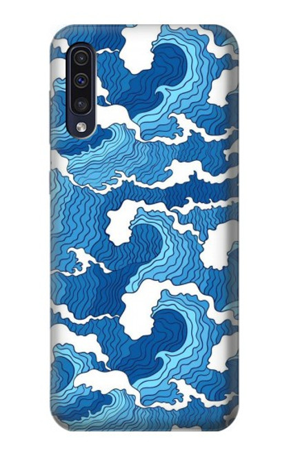 W3901 Vagues esthétiques de l'océan de tempête Etui Coque Housse et Flip Housse Cuir pour Samsung Galaxy A50