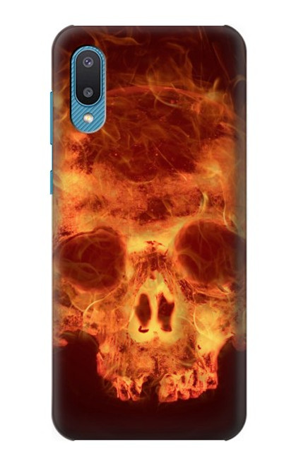 W3881 Crâne de feu Etui Coque Housse et Flip Housse Cuir pour Samsung Galaxy A04, Galaxy A02, M02