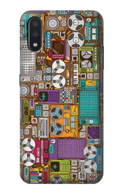 W3879 Griffonnage de musique rétro Etui Coque Housse et Flip Housse Cuir pour Samsung Galaxy A01