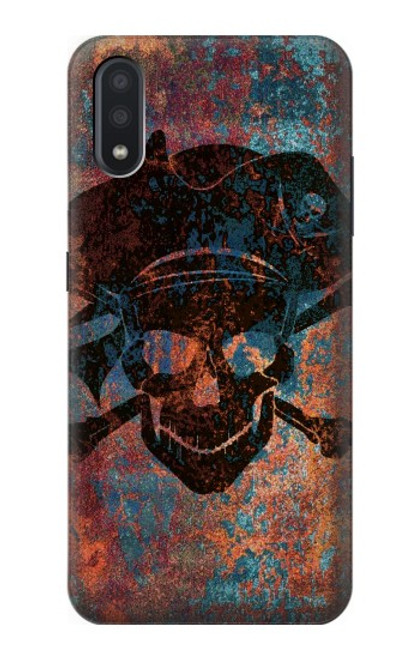 W3895 Pirate Crâne Métal Etui Coque Housse et Flip Housse Cuir pour Samsung Galaxy A01