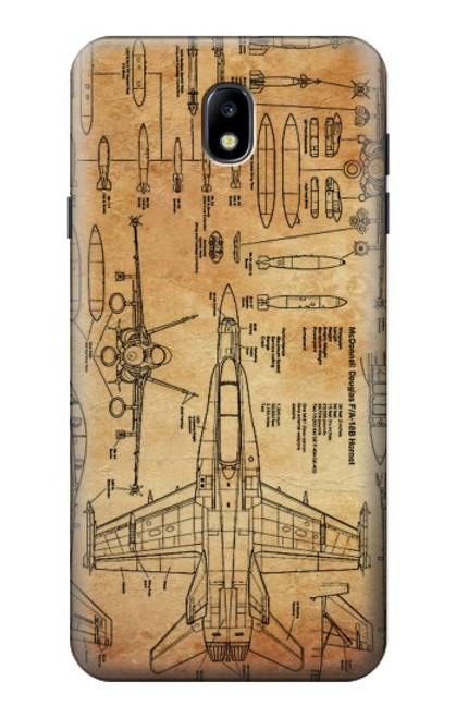 W3868 Plan d'avion vieux papier Etui Coque Housse et Flip Housse Cuir pour Samsung Galaxy J7 (2018), J7 Aero, J7 Top, J7 Aura, J7 Crown, J7 Refine, J7 Eon, J7 V 2nd Gen, J7 Star