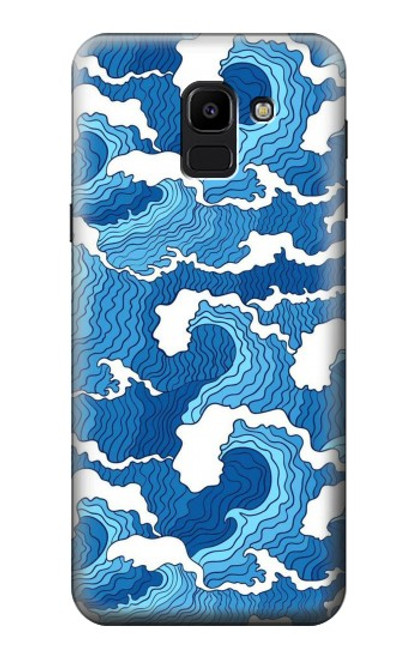 W3901 Vagues esthétiques de l'océan de tempête Etui Coque Housse et Flip Housse Cuir pour Samsung Galaxy J6 (2018)