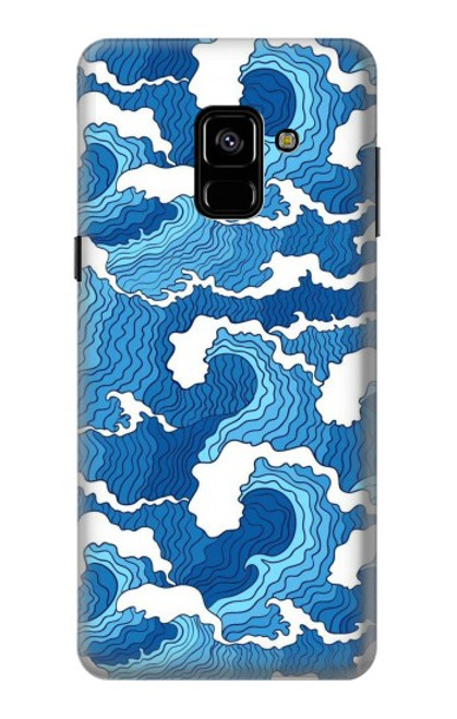 W3901 Vagues esthétiques de l'océan de tempête Etui Coque Housse et Flip Housse Cuir pour Samsung Galaxy A8 (2018)