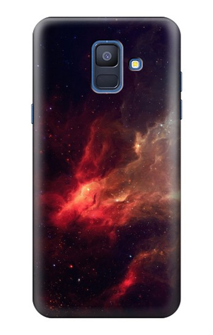 W3897 Espace nébuleuse rouge Etui Coque Housse et Flip Housse Cuir pour Samsung Galaxy A6 (2018)