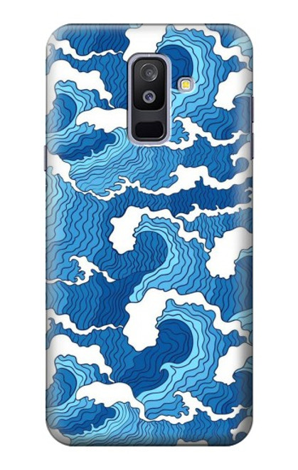 W3901 Vagues esthétiques de l'océan de tempête Etui Coque Housse et Flip Housse Cuir pour Samsung Galaxy A6+ (2018), J8 Plus 2018, A6 Plus 2018