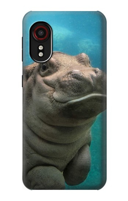 W3871 mignon, bébé, hippopotame, hippopotame Etui Coque Housse et Flip Housse Cuir pour Samsung Galaxy Xcover 5