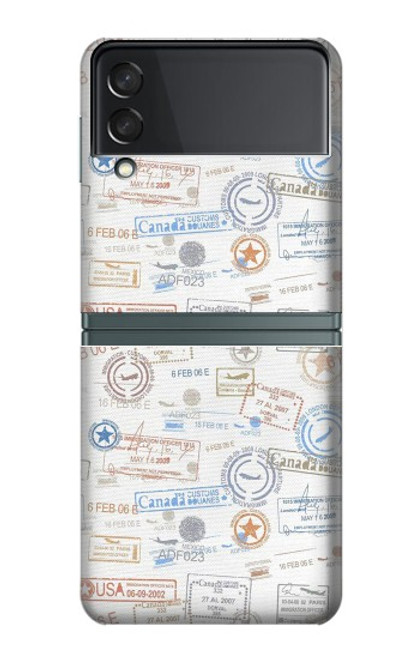 W3903 Timbres de voyage Etui Coque Housse et Flip Housse pour Samsung Galaxy Z Flip 3 5G