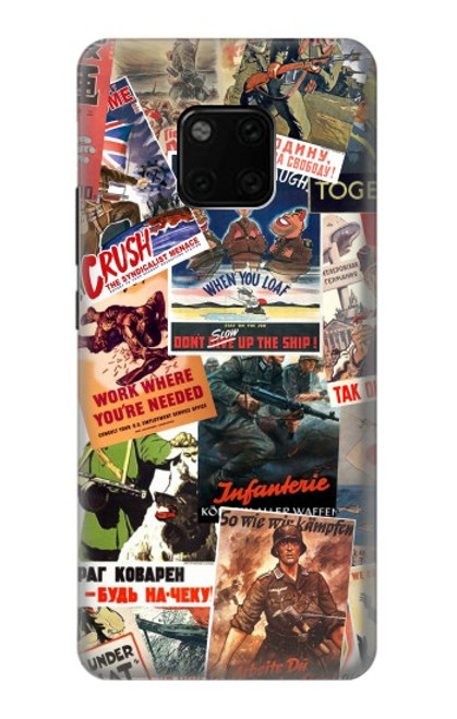 W3905 Affiche vintage de l'armée Etui Coque Housse et Flip Housse Cuir pour Huawei Mate 20 Pro