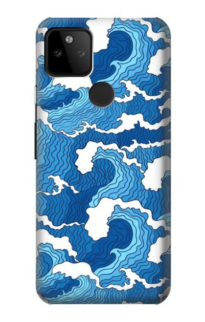 W3901 Vagues esthétiques de l'océan de tempête Etui Coque Housse et Flip Housse Cuir pour Google Pixel 5A 5G