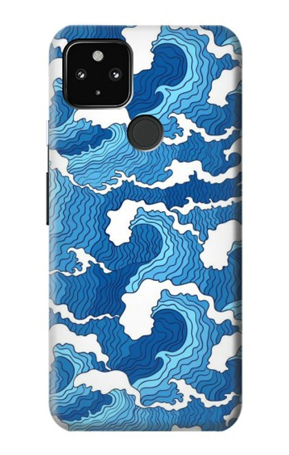 W3901 Vagues esthétiques de l'océan de tempête Etui Coque Housse et Flip Housse Cuir pour Google Pixel 4a 5G