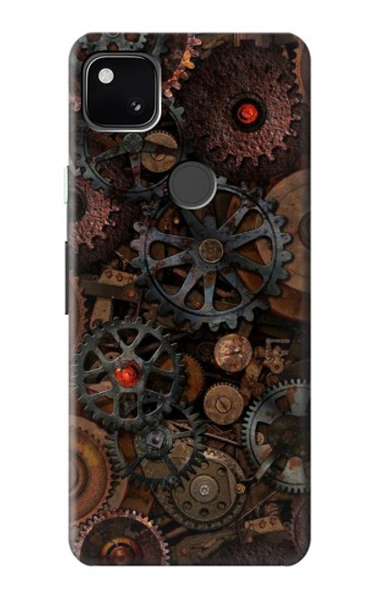 W3884 Engrenages Mécaniques Steampunk Etui Coque Housse et Flip Housse Cuir pour Google Pixel 4a