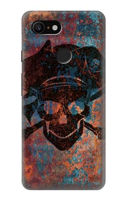 W3895 Pirate Crâne Métal Etui Coque Housse et Flip Housse Cuir pour Google Pixel 3