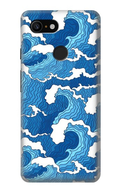 W3901 Vagues esthétiques de l'océan de tempête Etui Coque Housse et Flip Housse Cuir pour Google Pixel 3