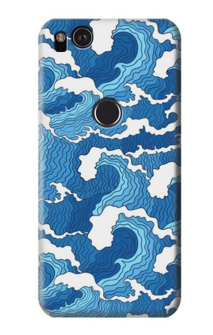 W3901 Vagues esthétiques de l'océan de tempête Etui Coque Housse et Flip Housse Cuir pour Google Pixel 2