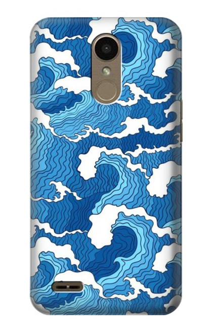 W3901 Vagues esthétiques de l'océan de tempête Etui Coque Housse et Flip Housse Cuir pour LG K10 (2018), LG K30