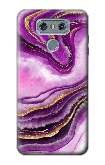 W3896 Stries d'or en marbre violet Etui Coque Housse et Flip Housse Cuir pour LG G6