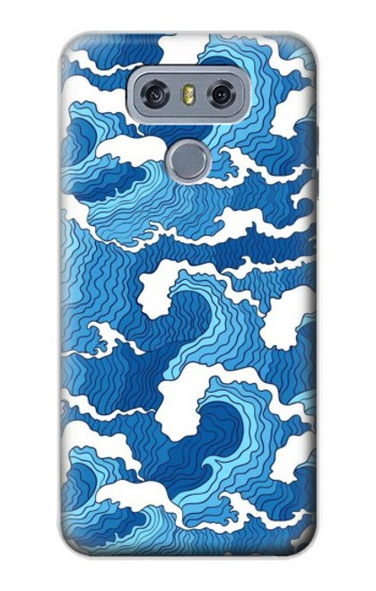 W3901 Vagues esthétiques de l'océan de tempête Etui Coque Housse et Flip Housse Cuir pour LG G6