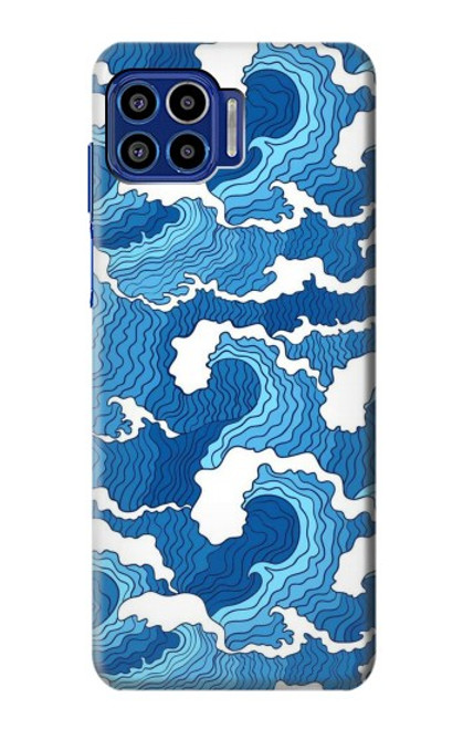 W3901 Vagues esthétiques de l'océan de tempête Etui Coque Housse et Flip Housse Cuir pour Motorola One 5G