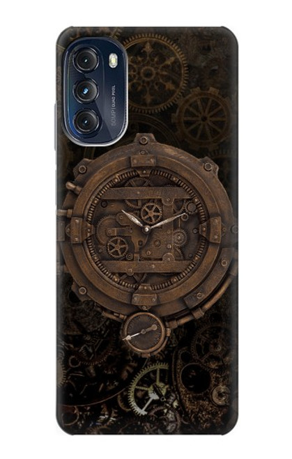 W3902 Horloge Steampunk Etui Coque Housse et Flip Housse Cuir pour Motorola Moto G (2022)