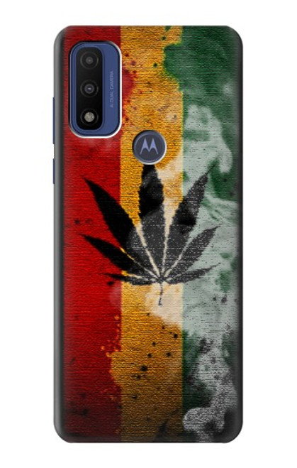 W3890 Drapeau Rasta Reggae Fumée Etui Coque Housse et Flip Housse Cuir pour Motorola G Pure