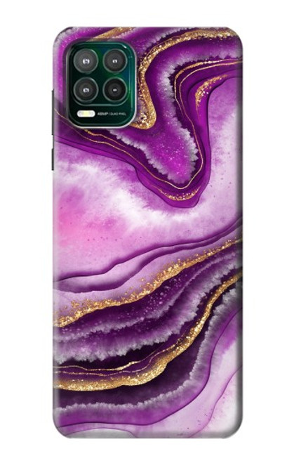 W3896 Stries d'or en marbre violet Etui Coque Housse et Flip Housse Cuir pour Motorola Moto G Stylus 5G