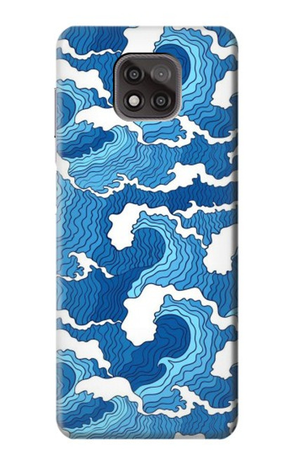 W3901 Vagues esthétiques de l'océan de tempête Etui Coque Housse et Flip Housse Cuir pour Motorola Moto G Power (2021)